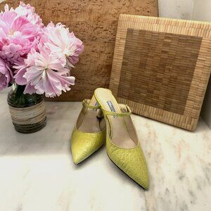 Prada Calzature Donna "Mary Jane" Mules, Size 39, in Cedro (Yellow)